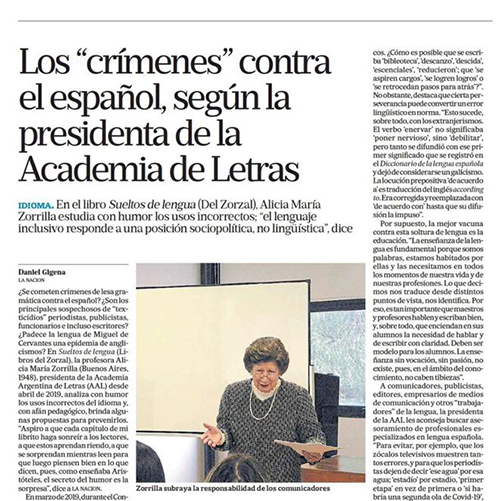 Muletillas, gerundios, elle y otros «crímenes» contra el español según la presidenta de la Academia de Letras